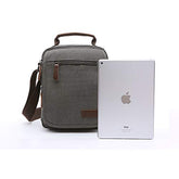 TELOSPORTS Multi-Pocket Messenger Bag for Men Women,Canvas Crossbody Shoulder Bags Vintage Satchel for Travel Work Business(Gray)